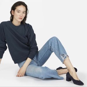 Everlane navy slim classic french terry crew XXS
